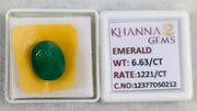 6.63/CT Natural Panna Stone with Govt. Lab Certificate-12377D50212